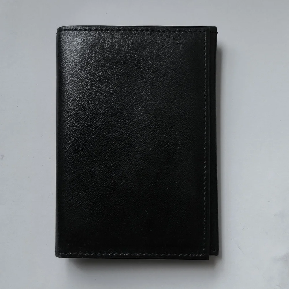 Men's Credit Card Holder ID Case Bifold Wallet Black Leather